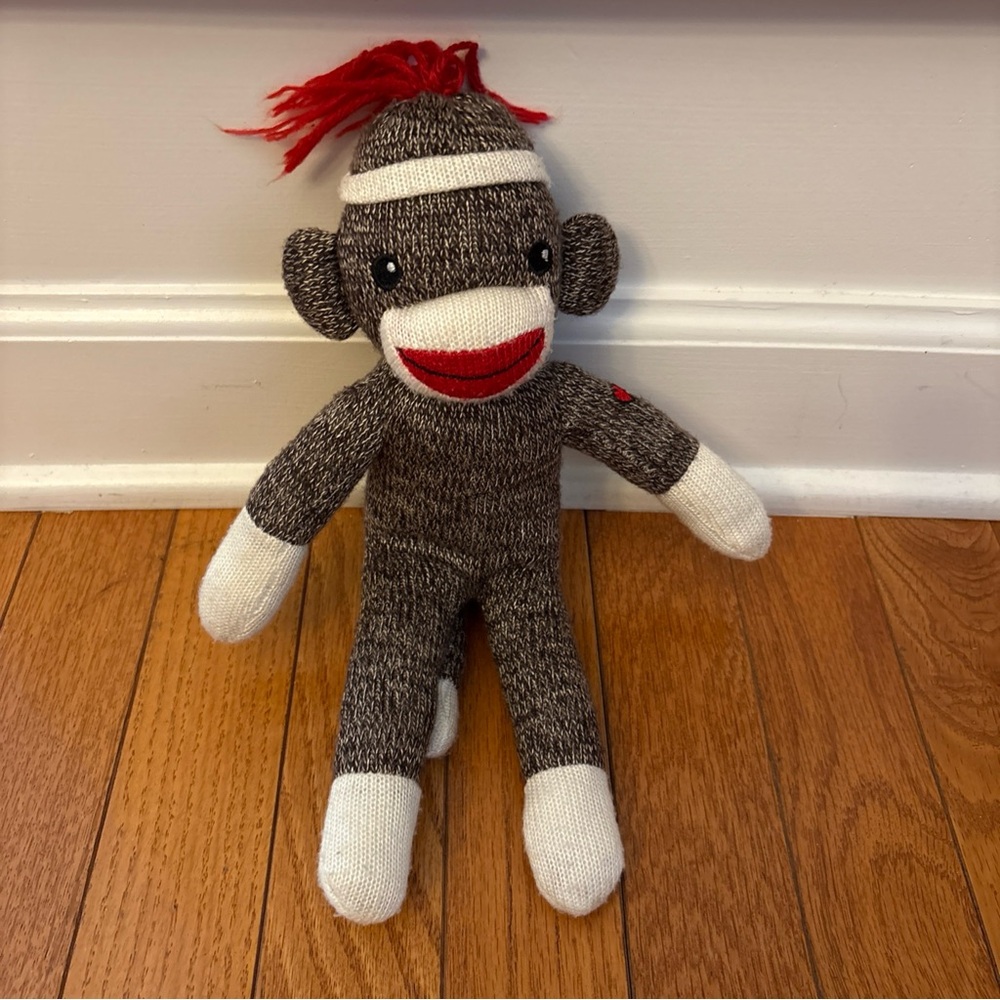 Classic Sock Monkey Stuffed Animal Plush Toy EUC Red Heart Kidcore - Picture 5 of 8